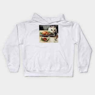 Thanksgiving Food and Cat Kids Hoodie